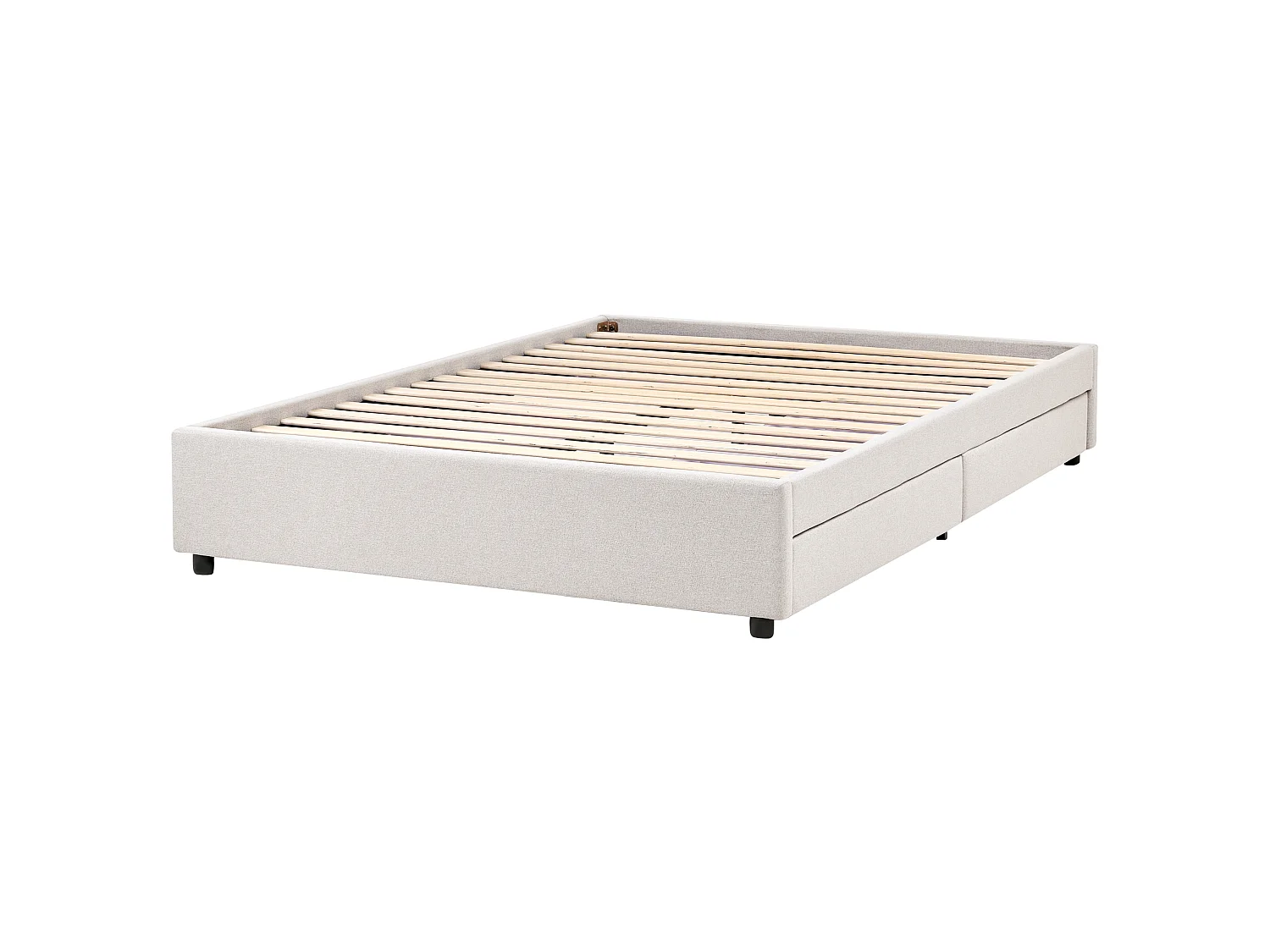 Bed with Storage Drawers without Headboard PRADES Fabric Light Beige 140 x 200 cm (EU Double)