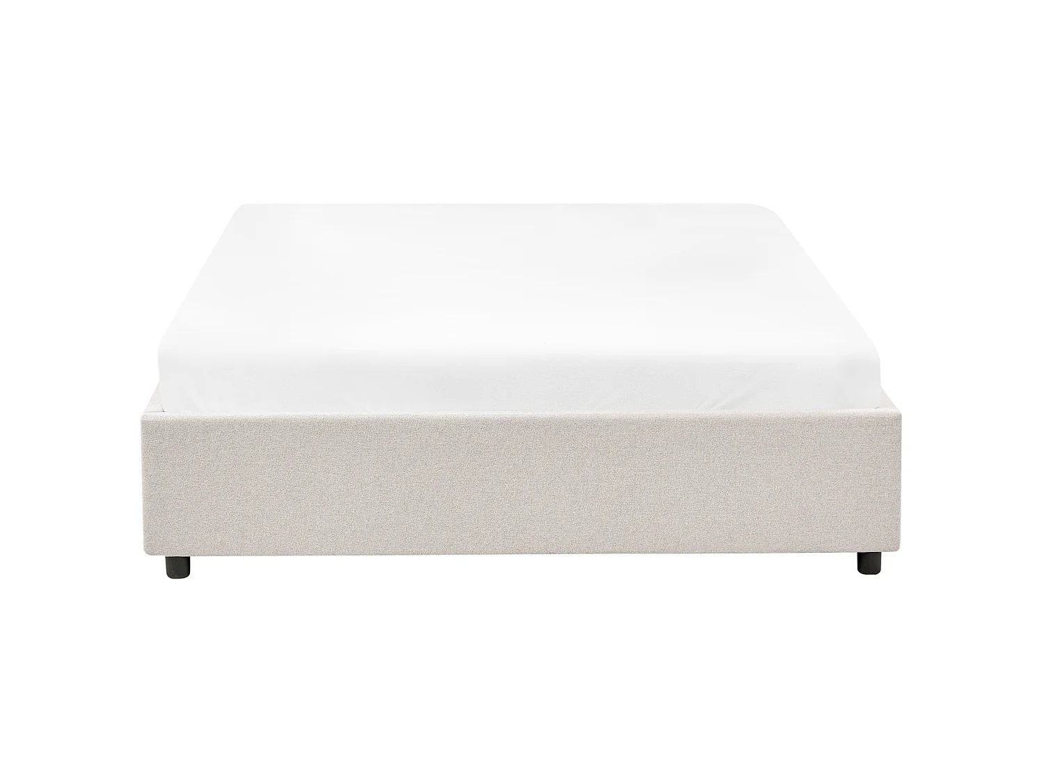 Bed with Storage Drawers without Headboard PRADES Fabric Light Beige 140 x 200 cm (EU Double)