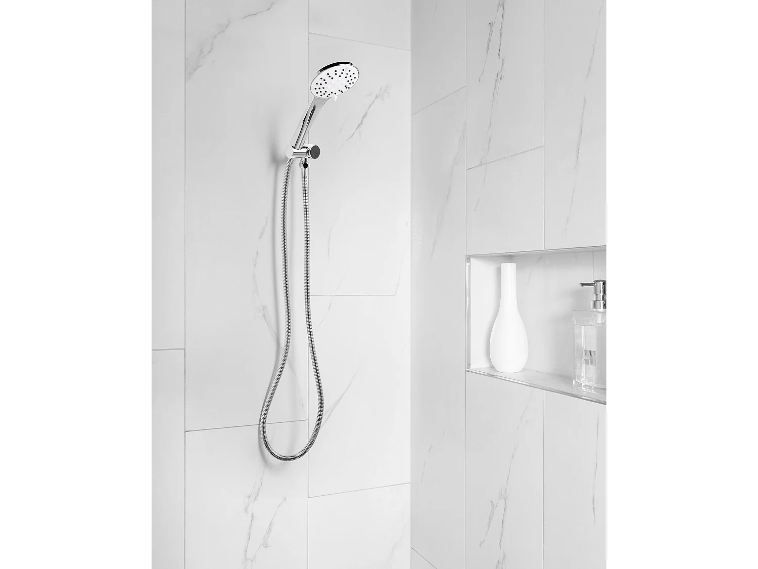 Kit de pommeau de douche avec tuyau flexible CHURUN 4 modes Argenté