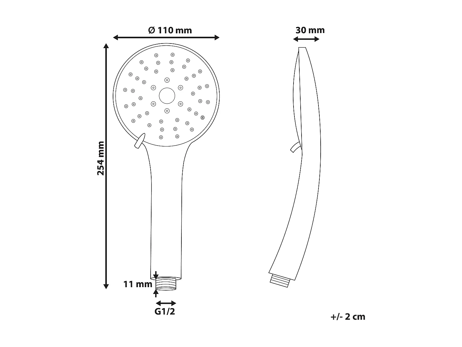 Kit de pommeau de douche avec tuyau flexible CHURUN 4 modes Argenté
