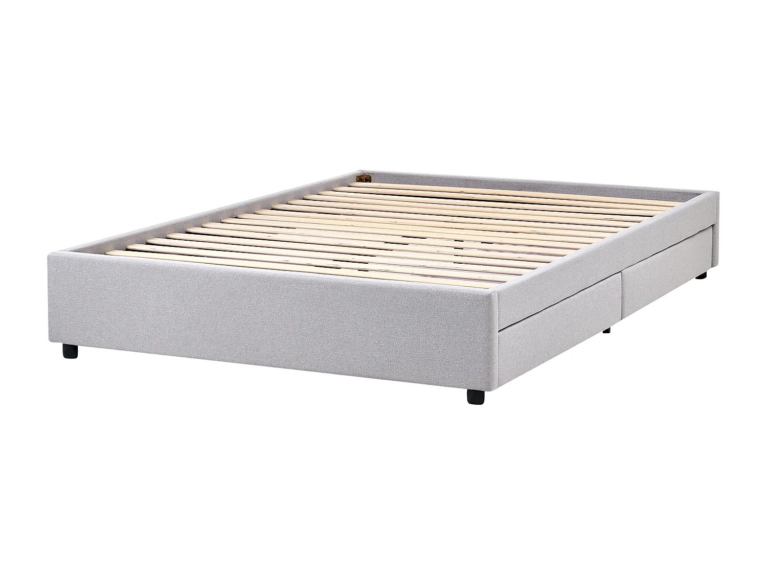 Lit avec tiroirs de rangement sans tête de lit Tissu PRADES 140 x 200 cm Gris clair