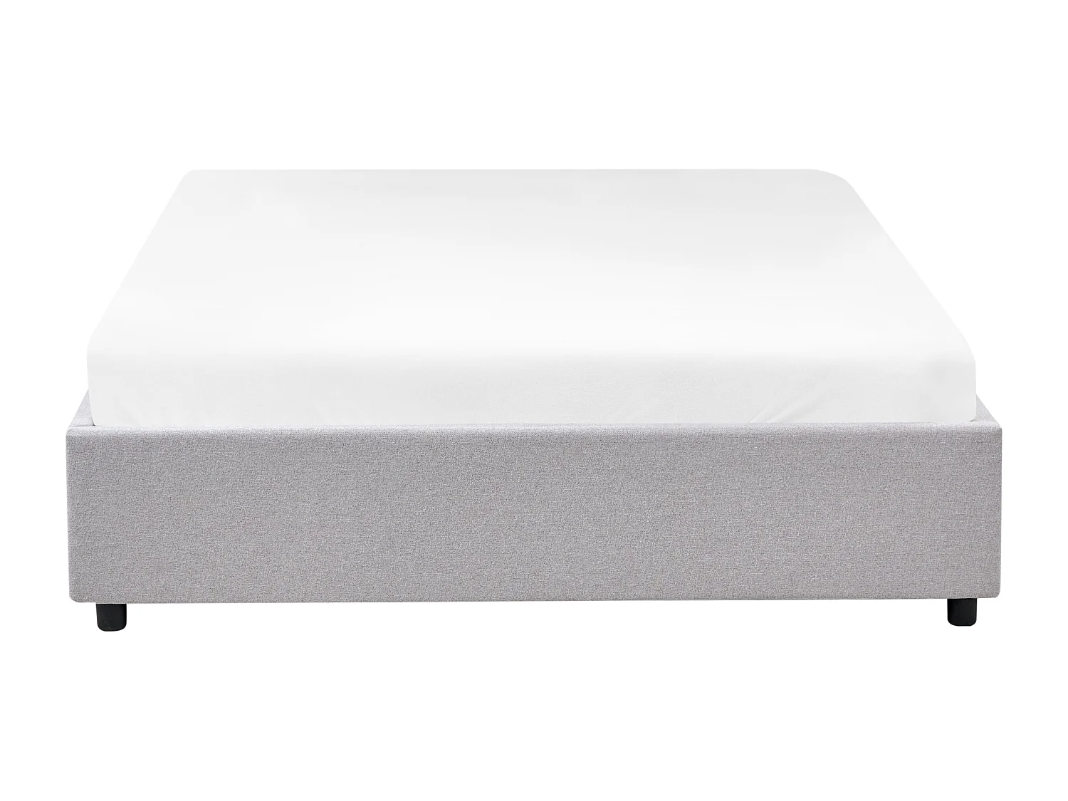 Lit avec tiroirs de rangement sans tête de lit Tissu PRADES 140 x 200 cm Gris clair