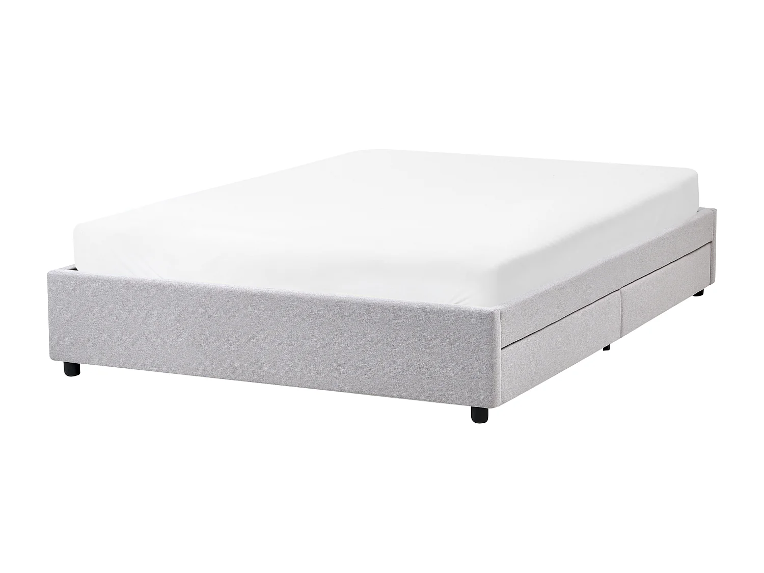 Lit avec tiroirs de rangement sans tête de lit Tissu PRADES 140 x 200 cm Gris clair