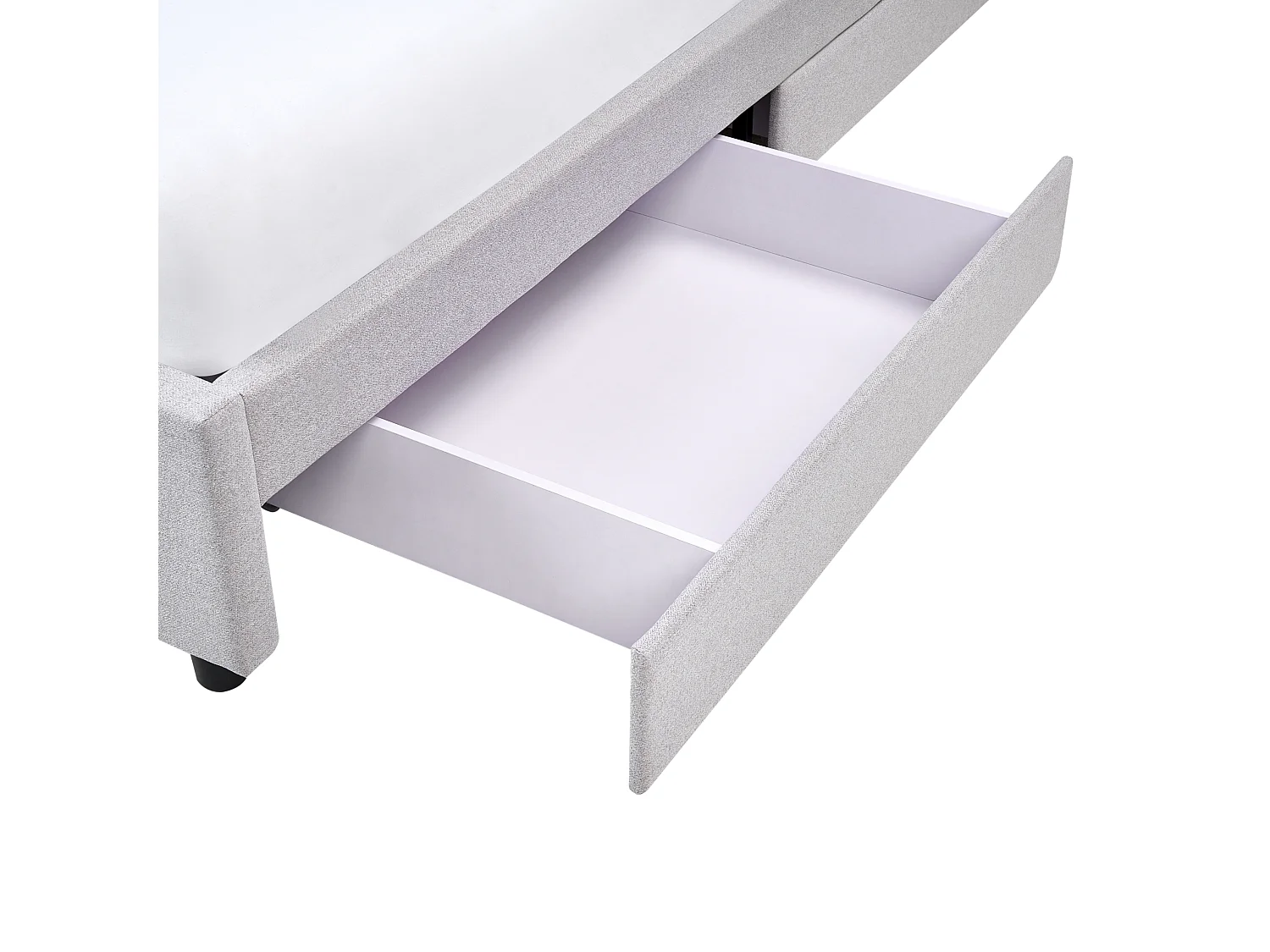 Lit avec tiroirs de rangement sans tête de lit Tissu PRADES 140 x 200 cm Gris clair
