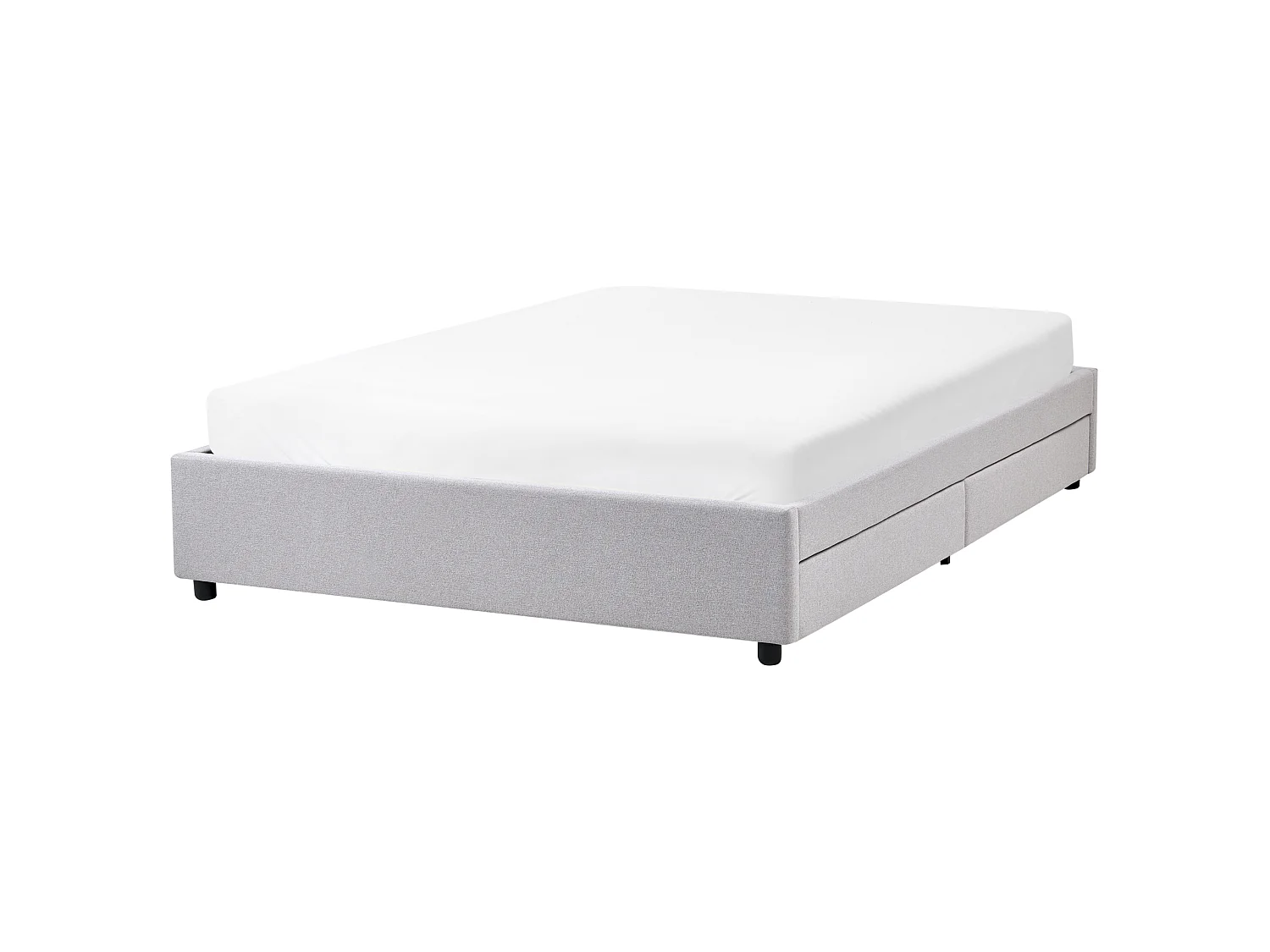 Bed with Storage Drawers without Headboard PRADES Fabric Light Grey 140 x 200 cm (EU Double)