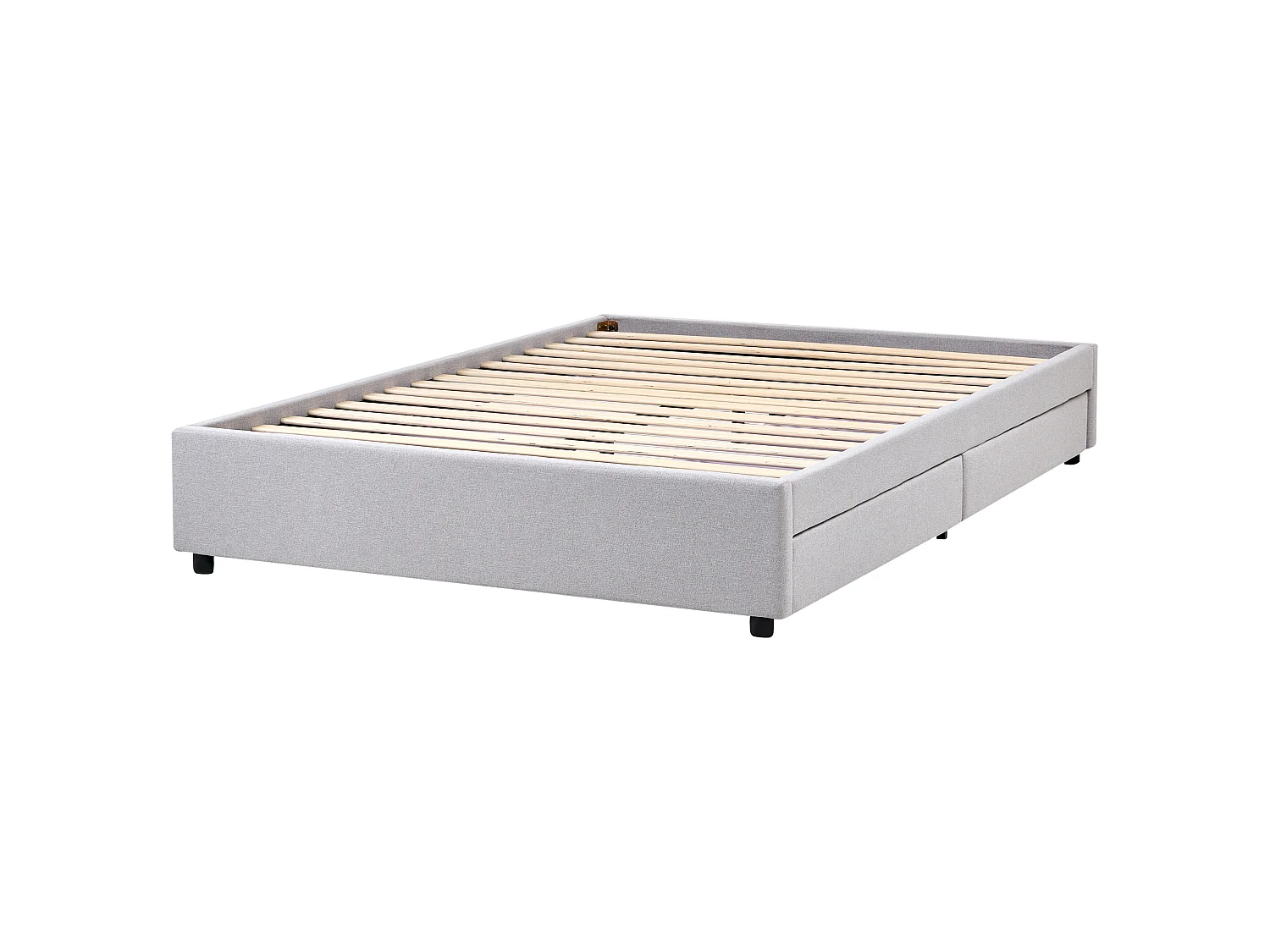 Bed with Storage Drawers without Headboard PRADES Fabric Light Grey 140 x 200 cm (EU Double)