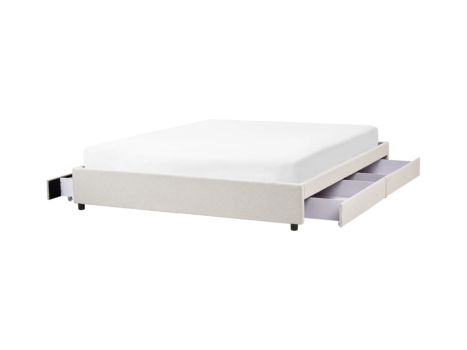 Lit avec tiroirs de rangement sans tête de lit Tissu PRADES 180 x 200 cm Beige clair