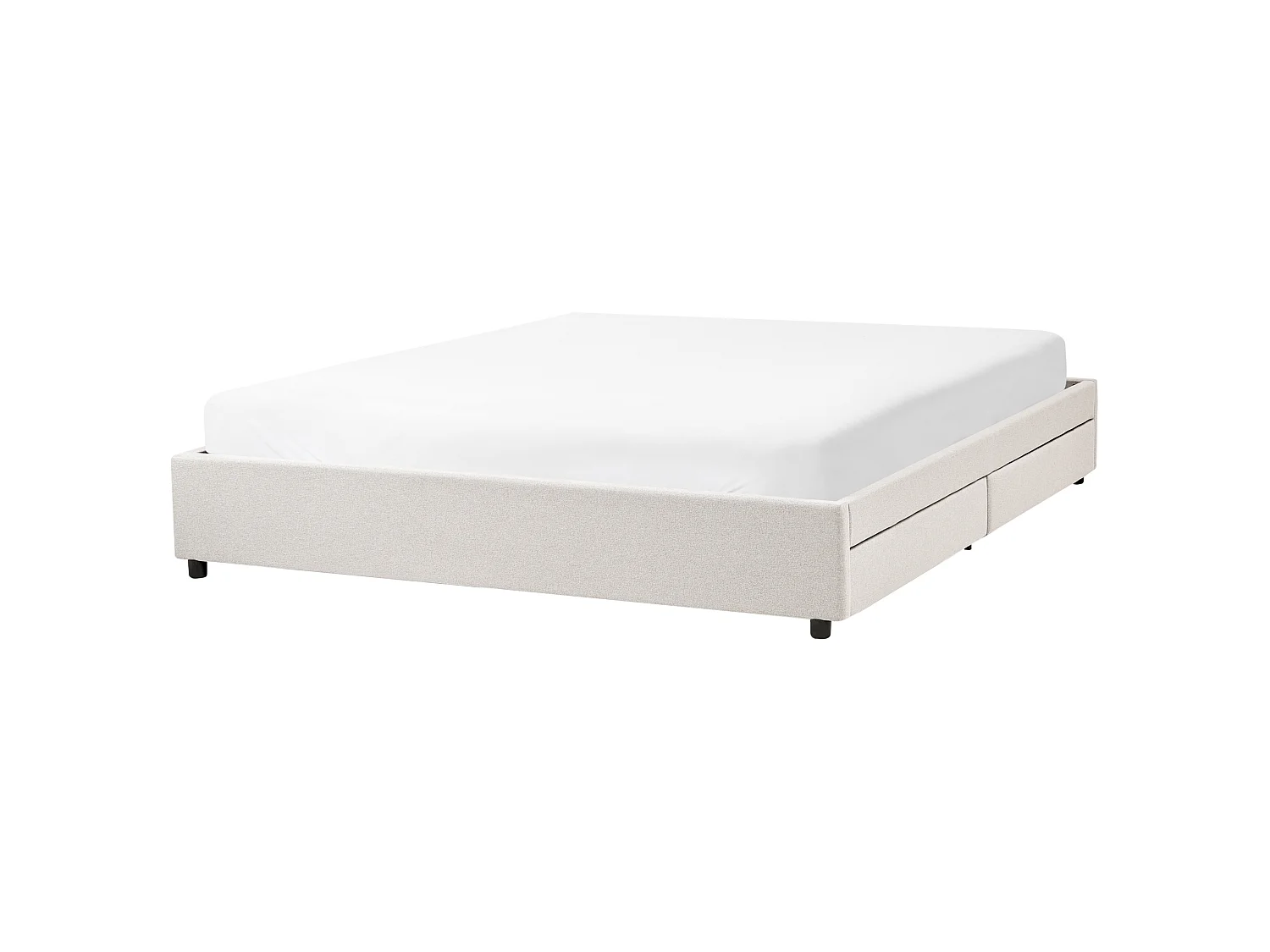 Bed with Storage Drawers without Headboard PRADES Fabric Light Beige 180 x 200 cm (EU Super King)