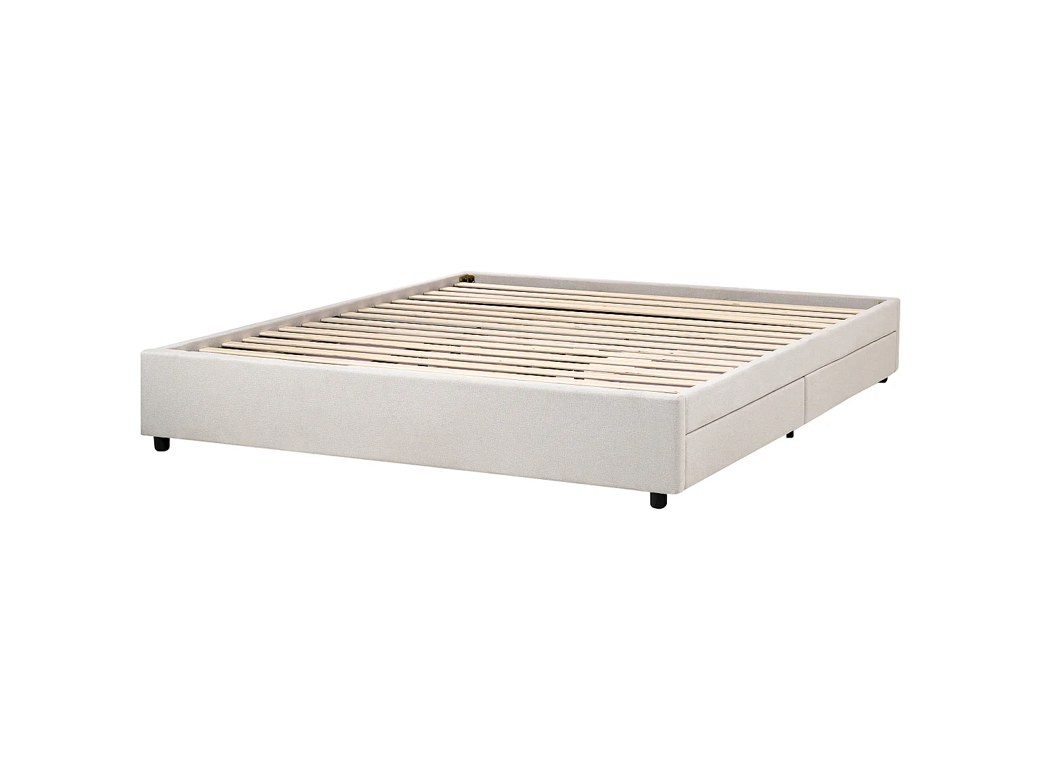 Bed with Storage Drawers without Headboard PRADES Fabric Light Beige 180 x 200 cm (EU Super King)