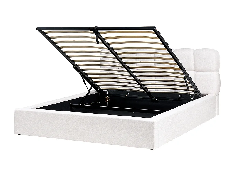 Lit ottoman Tissu BASTON 160 x 200 cm Blanc cassé