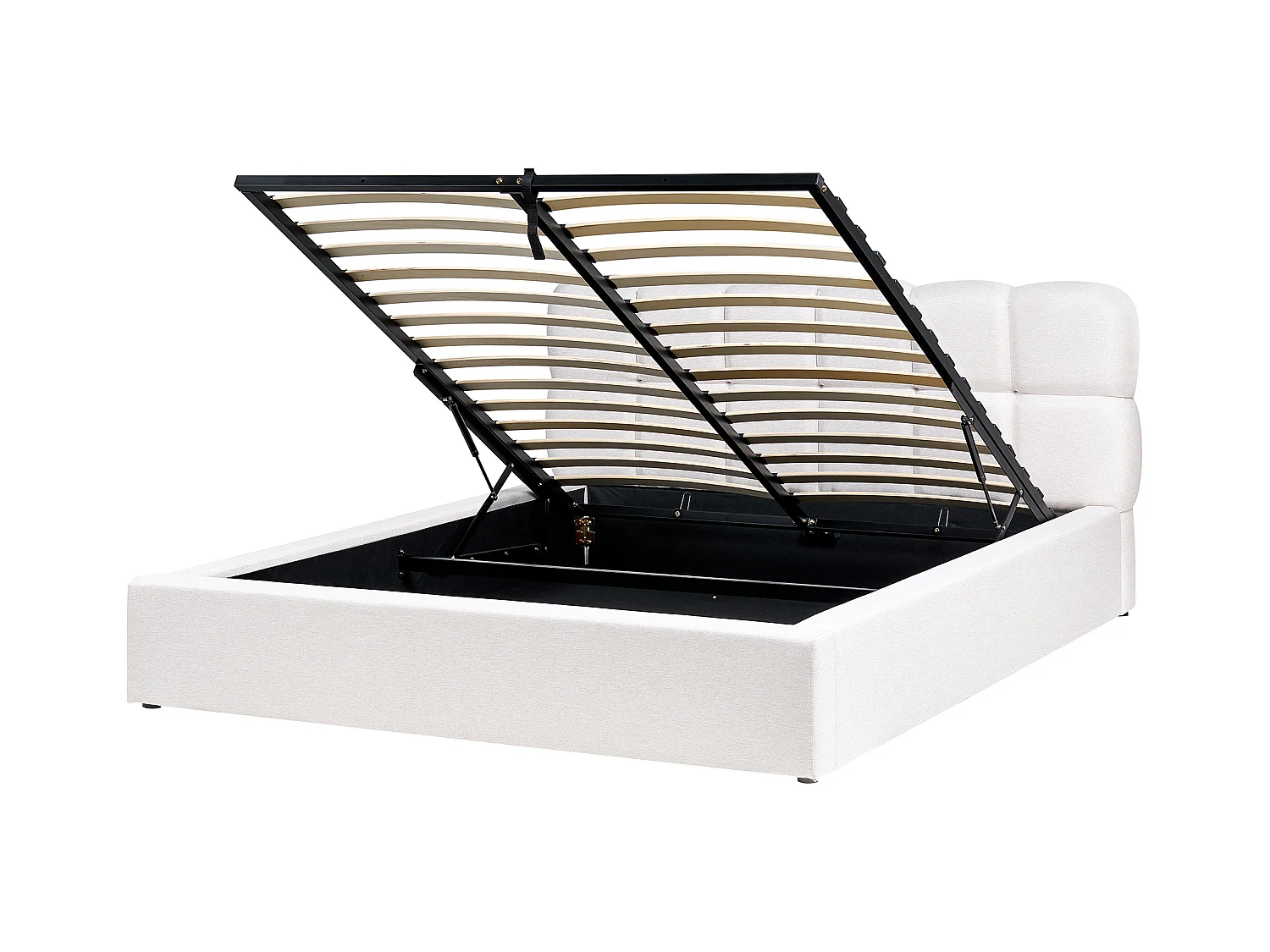 Lit ottoman Tissu BASTON 160 x 200 cm Blanc cassé