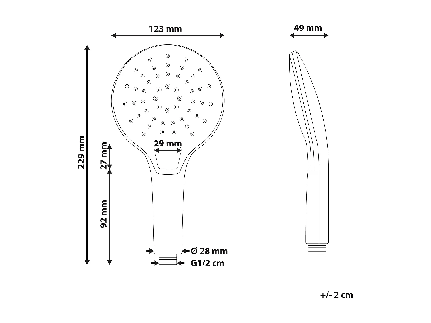 Kit de pommeau de douche avec tuyau flexible IQUIRA 4 modes Doré