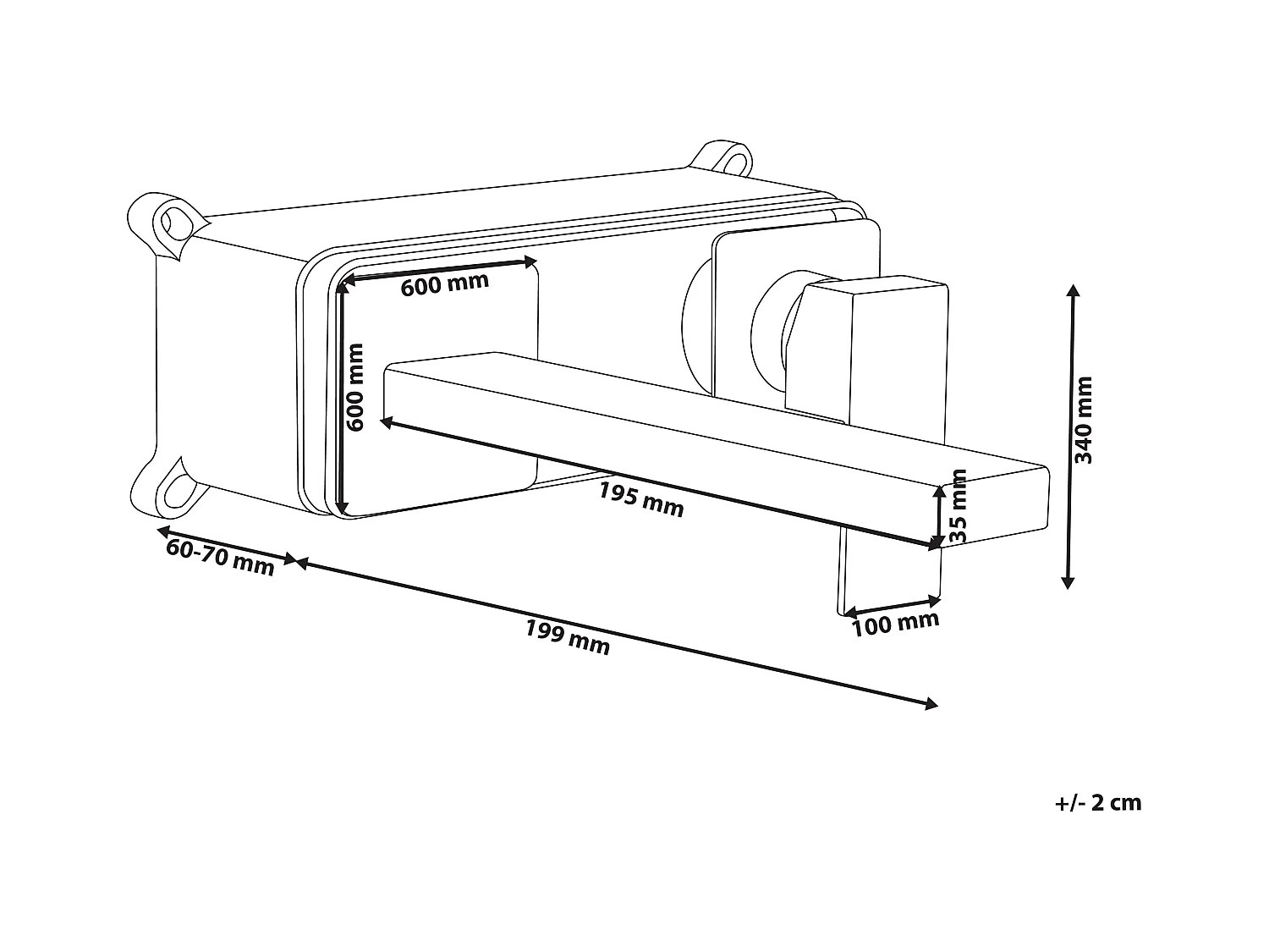 Robinet de lavabo mural ANTOFAGASTA Laiton Doré