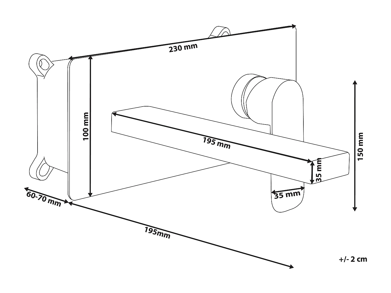 Robinet de lavabo mural DICHATO Laiton Argenté