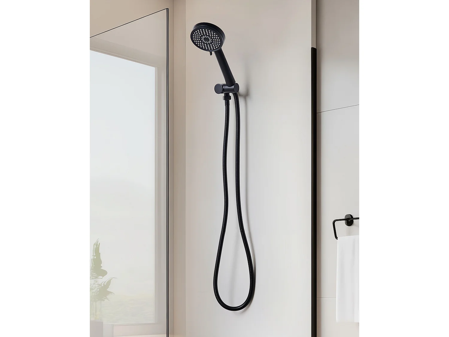 Kit de pommeau de douche avec tuyau flexible SURIPA 3 modes Noir