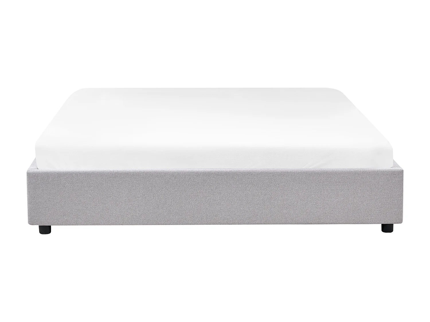 Lit avec tiroirs de rangement sans tête de lit Tissu PRADES 180 x 200 cm Gris clair