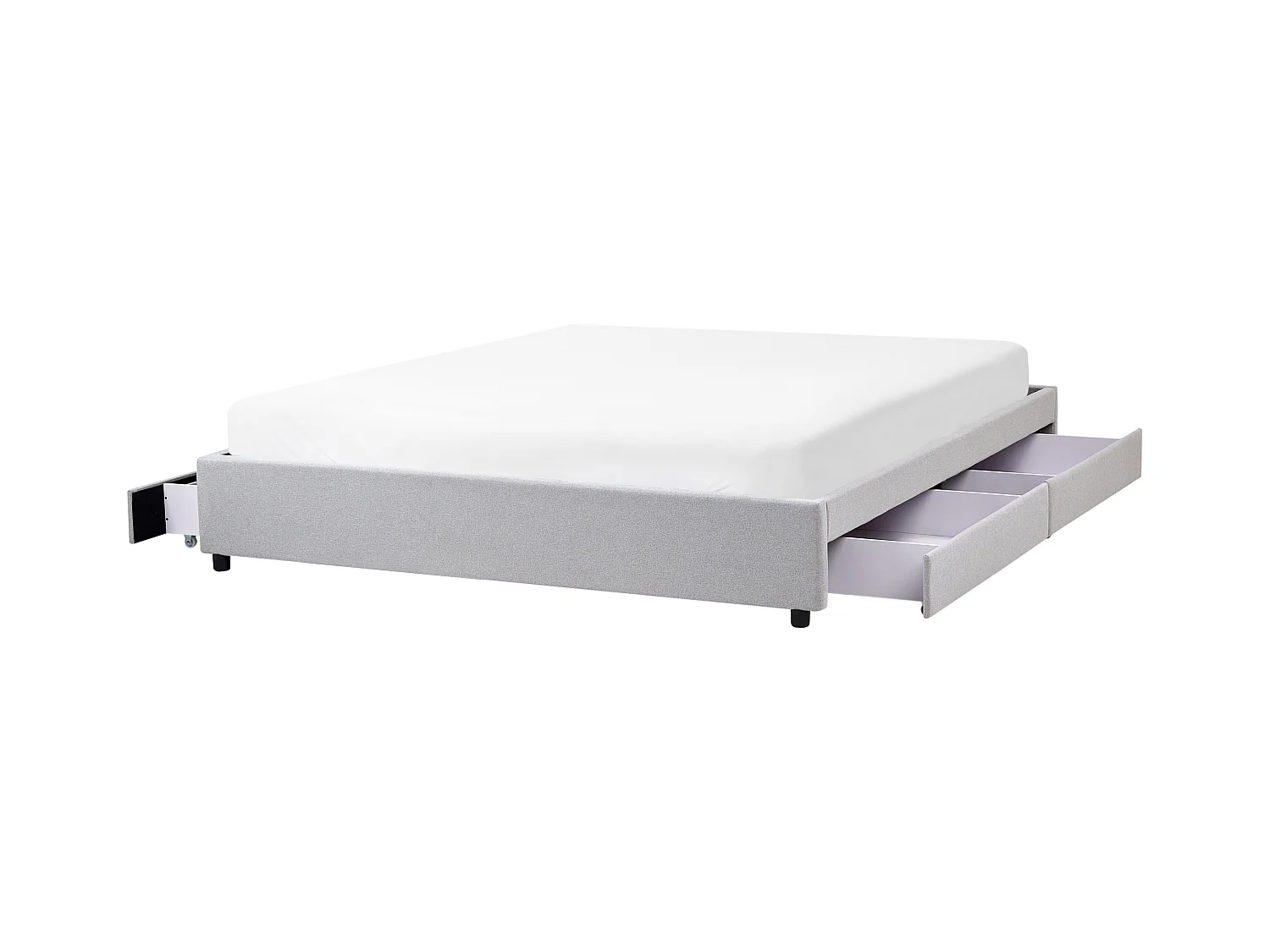 Lit avec tiroirs de rangement sans tête de lit Tissu PRADES 180 x 200 cm Gris clair