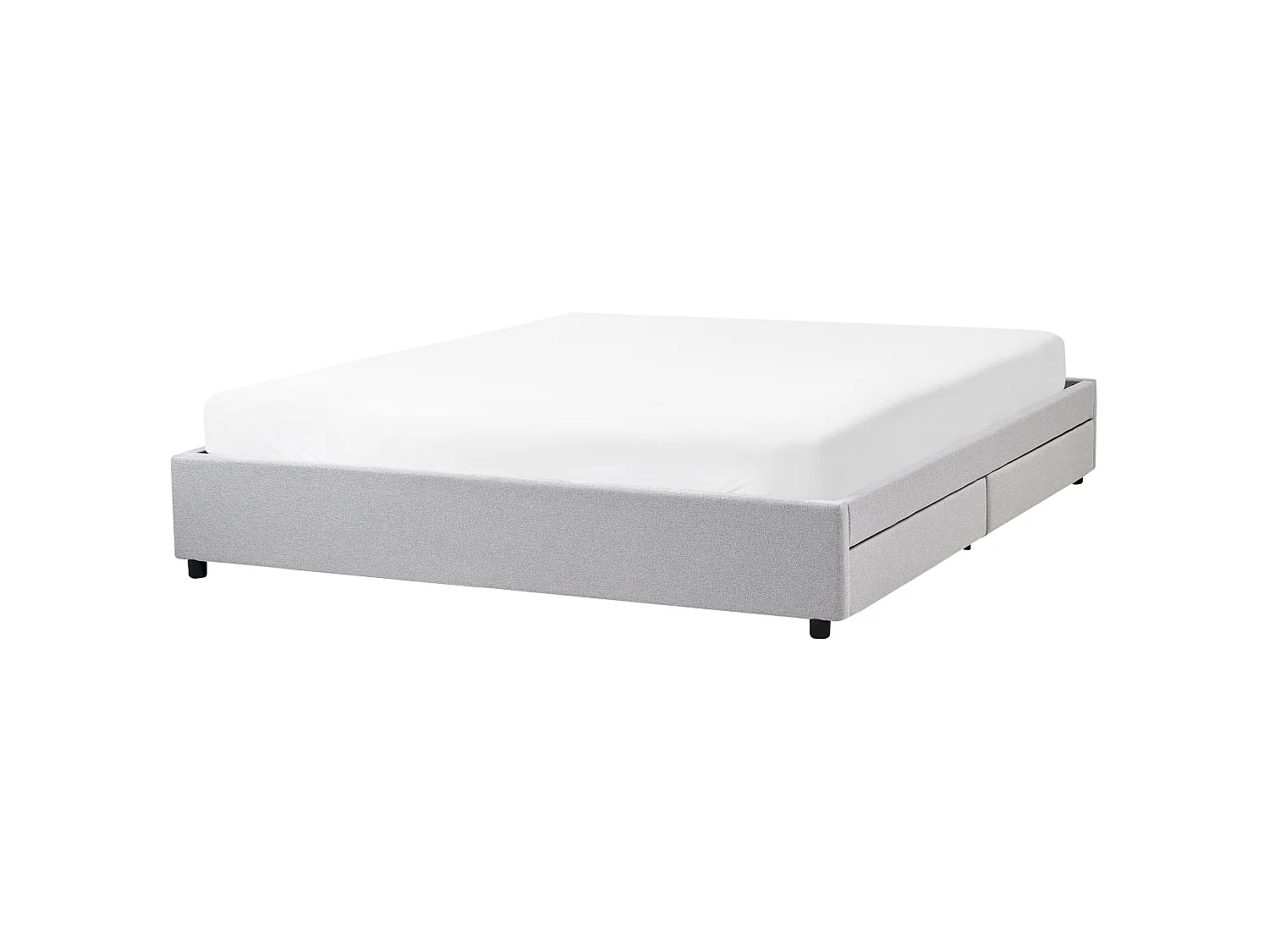 Bed with Storage Drawers without Headboard PRADES Fabric Light Grey 180 x 200 cm (EU Super King)