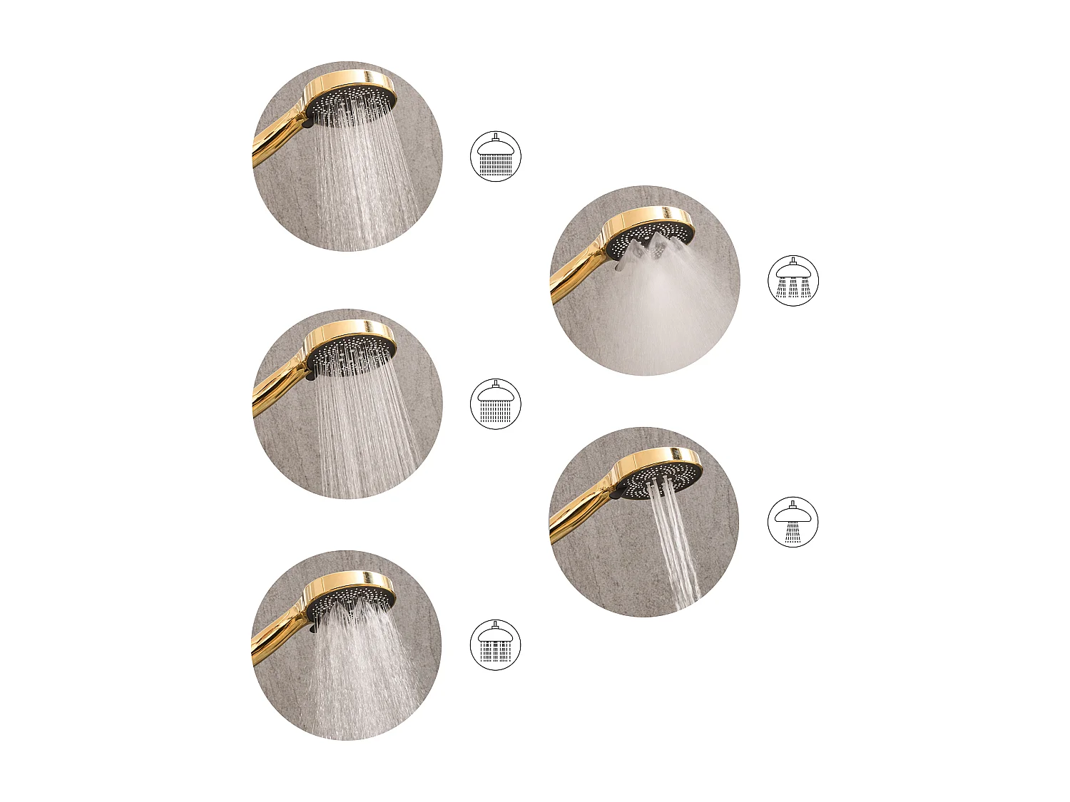 Kit de pommeau de douche avec tuyau flexible ICHMA 5 modes Argenté