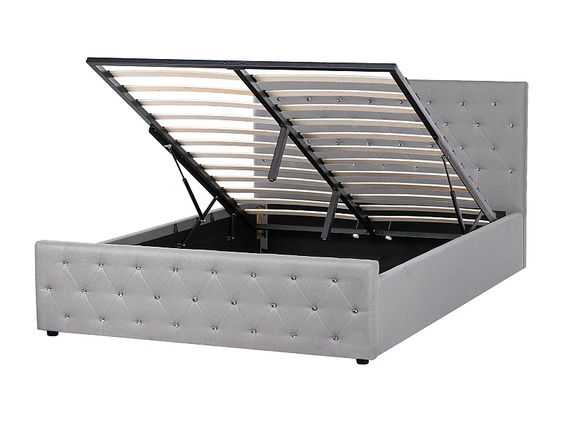 Lit ottoman Tissu AMIENS 160 x 200 cm Gris clair