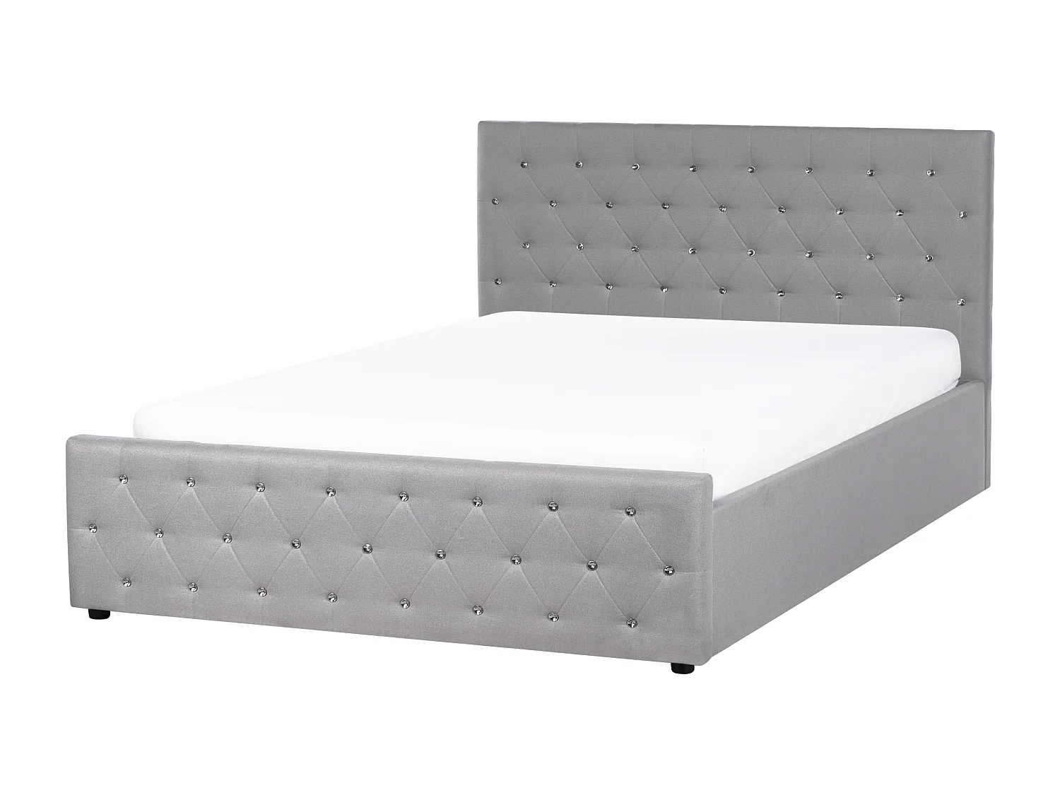Bed met opbergruimte Stof AMIENS 160 x 200 cm Lichtgrijs