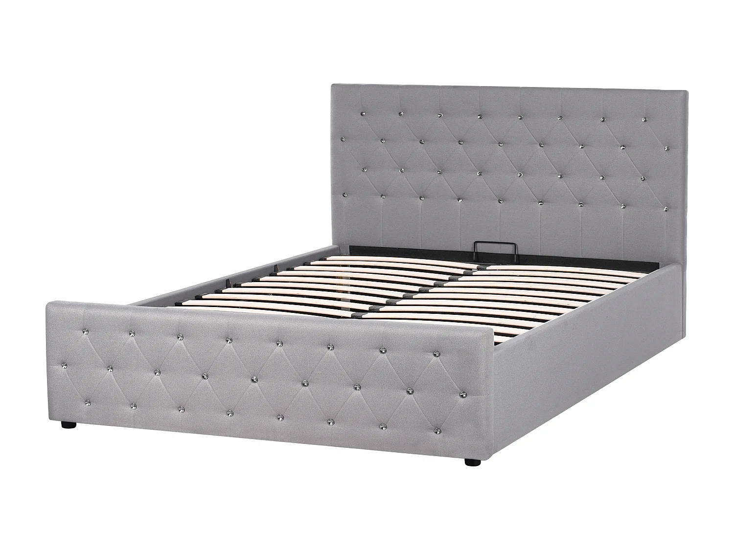 Bed met opbergruimte Stof AMIENS 160 x 200 cm Lichtgrijs