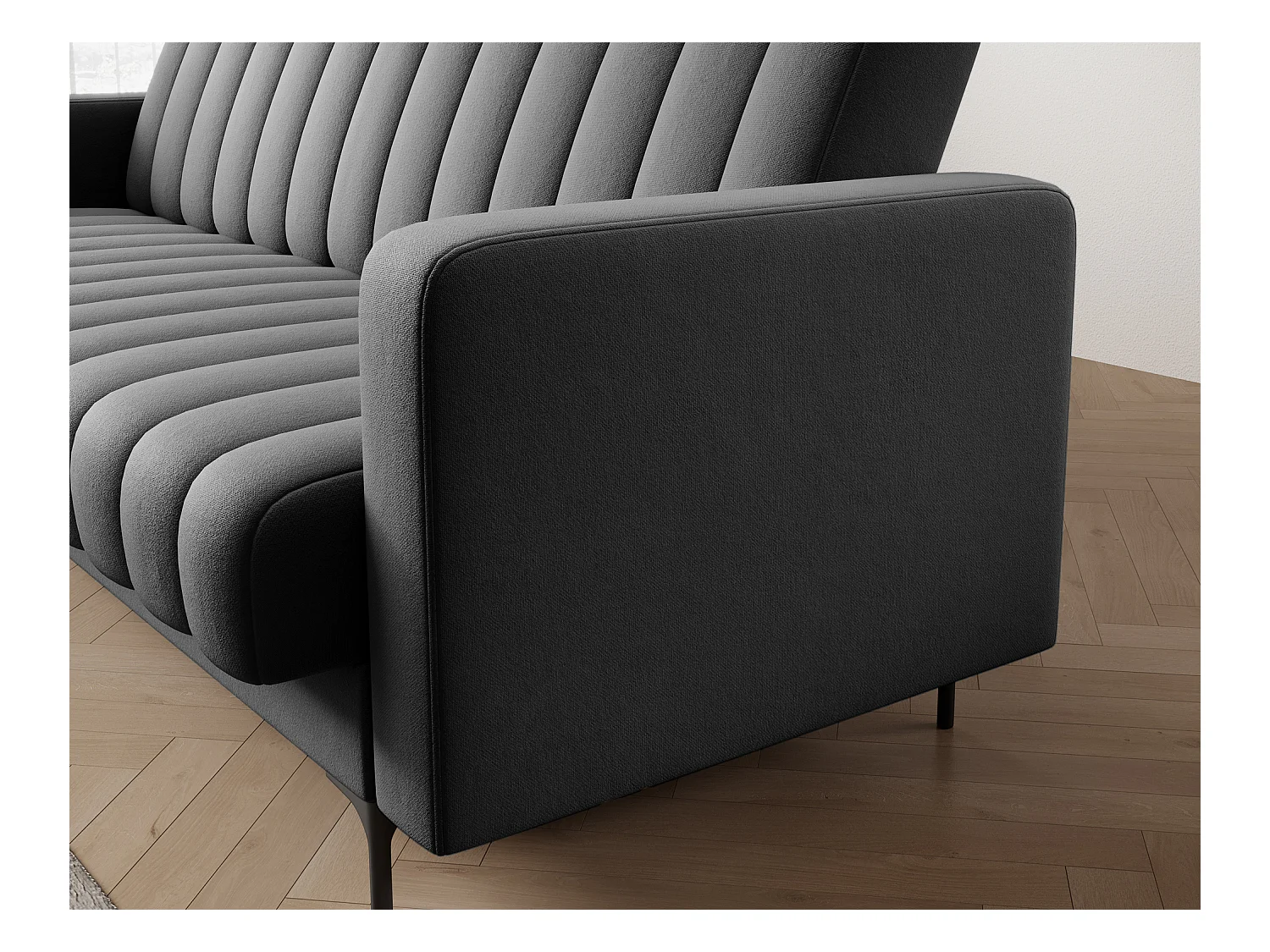 Canapé lit ROMY – Design moderne avec coffre de rangement intégré-Gris