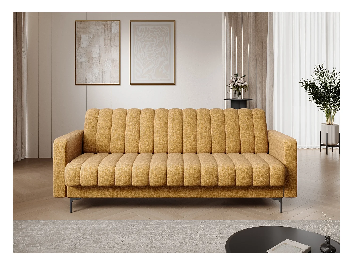 Canapé lit ROMY – Design moderne avec coffre de rangement intégré-Gris