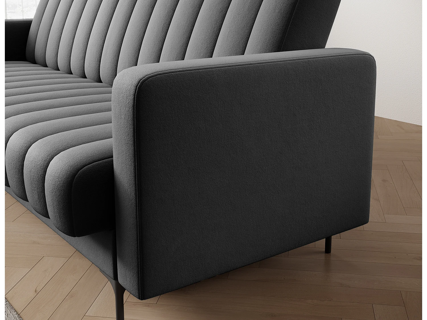 Canapé lit ROMY – Design moderne avec coffre de rangement intégré-Gris