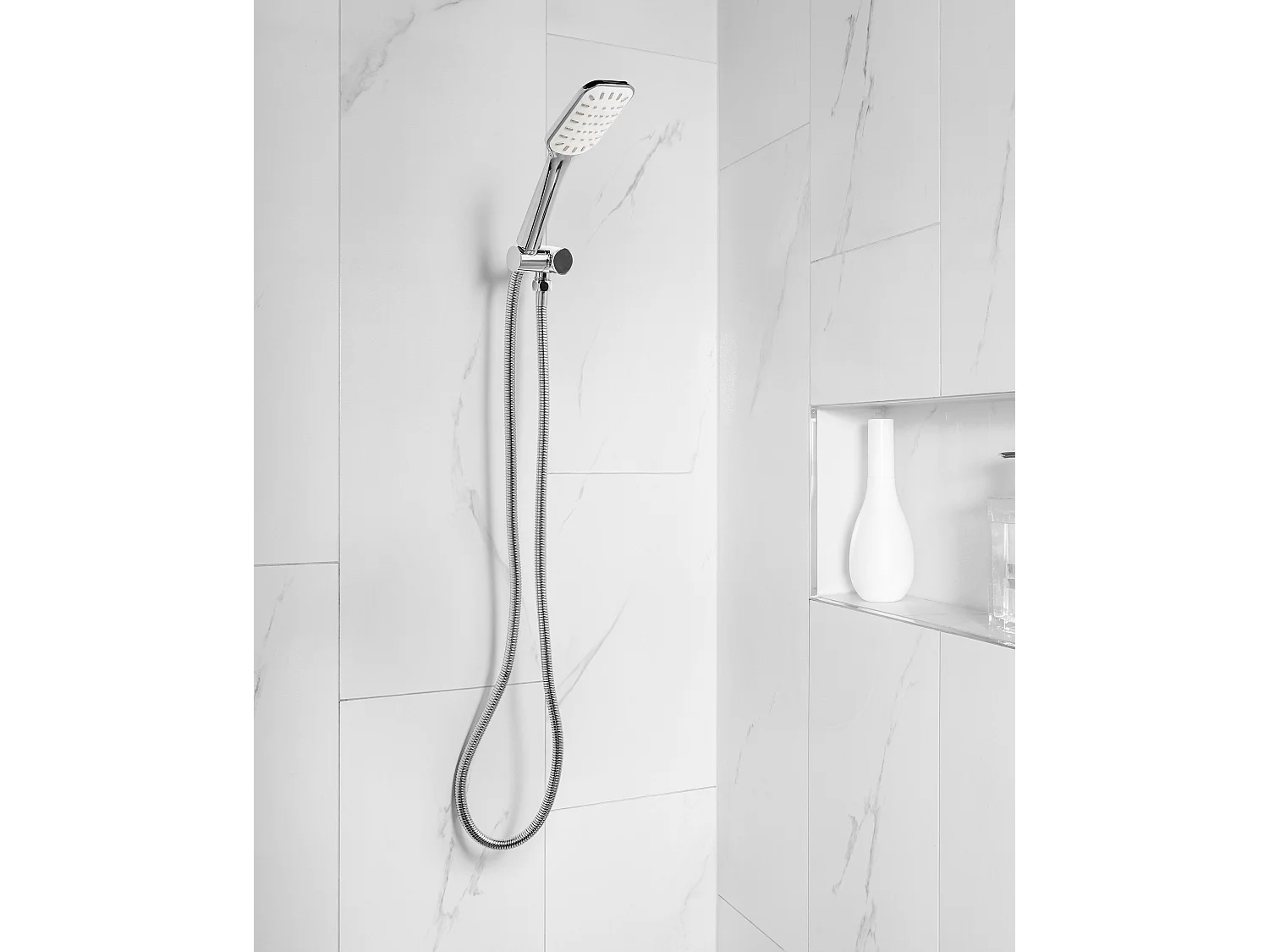 Kit de pommeau de douche avec tuyau flexible AMAJA Argenté