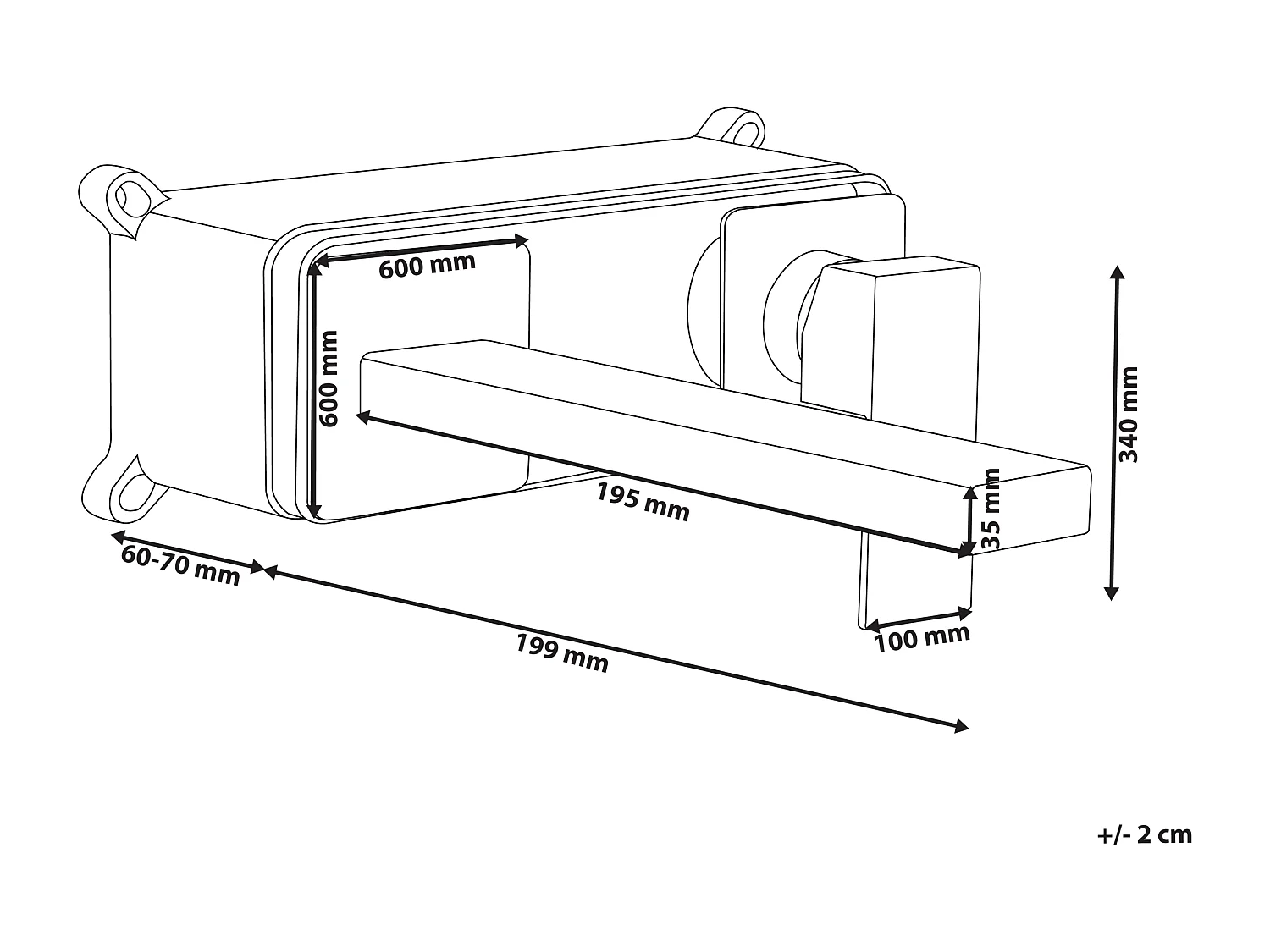 Robinet de lavabo mural ANTOFAGASTA Laiton Noir