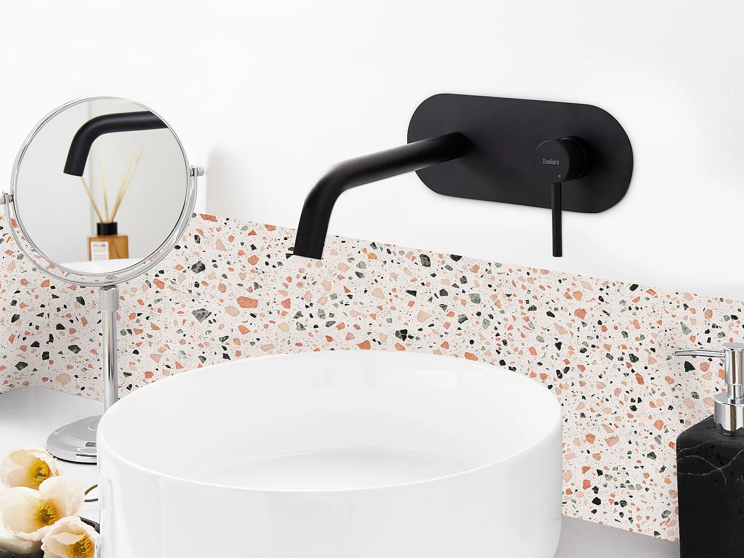 Robinet de lavabo mural GUAIBA Laiton Noir