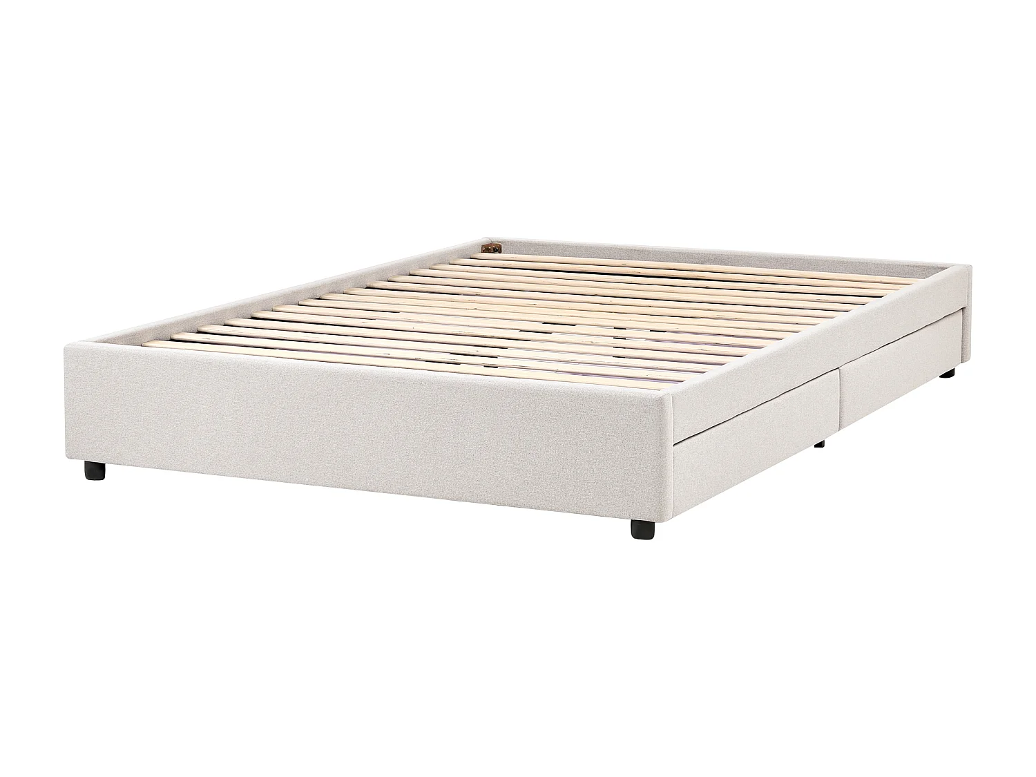 Lit avec tiroirs de rangement sans tête de lit Tissu PRADES 160 x 200 cm Beige clair