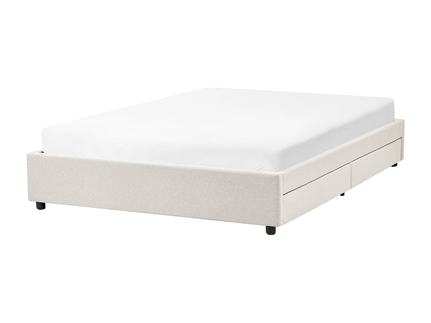 Lit avec tiroirs de rangement sans tête de lit Tissu PRADES 160 x 200 cm Beige clair