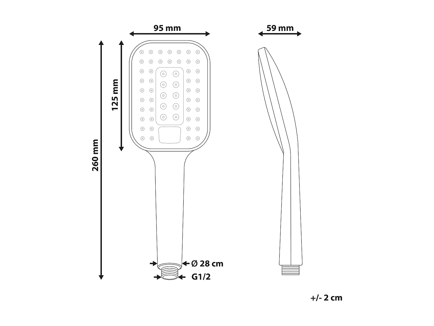 Kit de pommeau de douche avec tuyau flexible TINGO 4 modes Doré