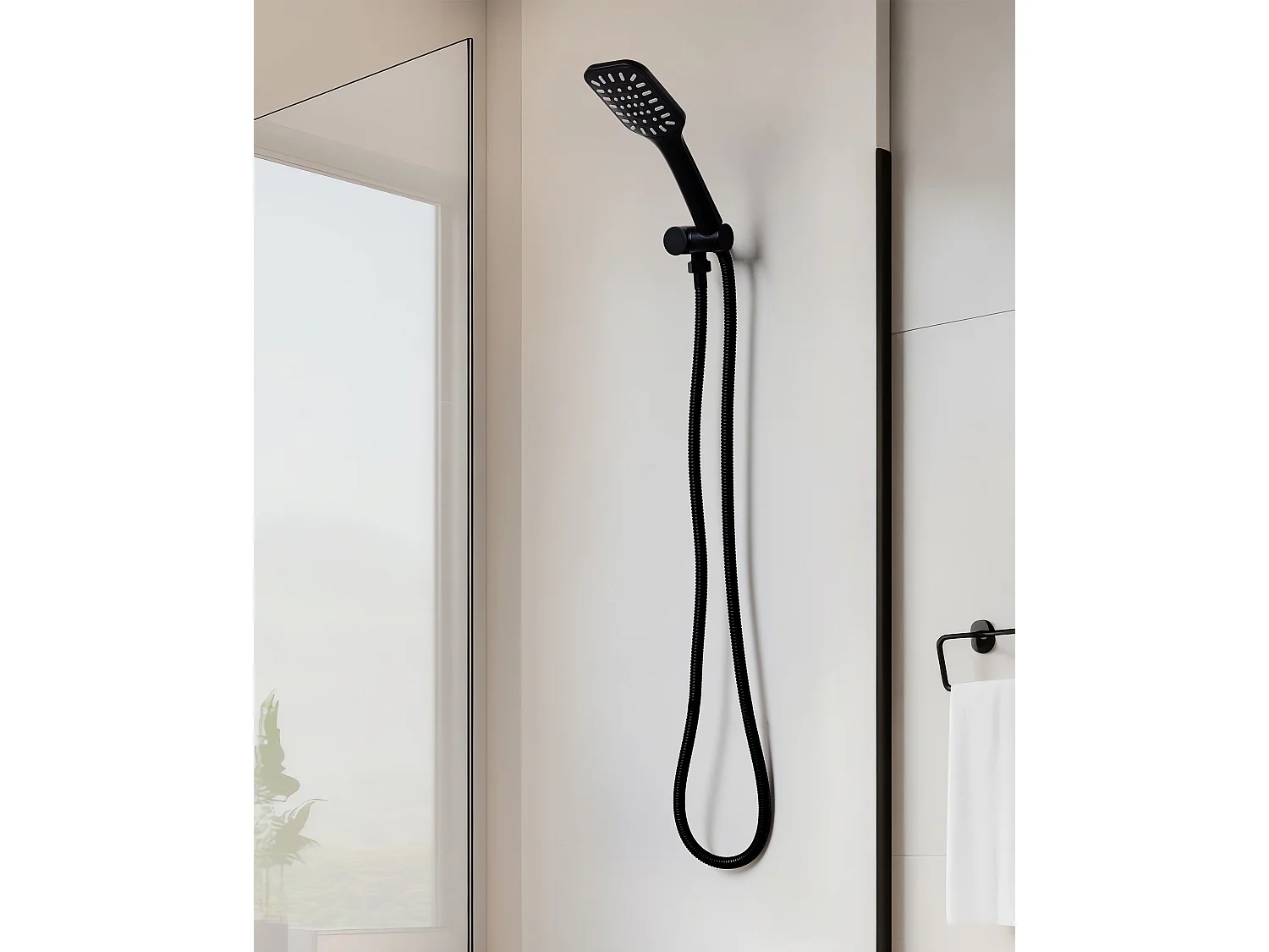 Kit de pommeau de douche avec tuyau flexible AMAJA Noir