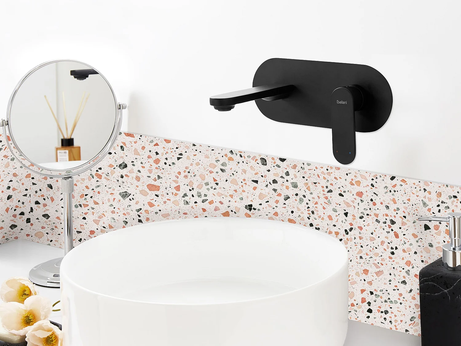 Robinet de lavabo mural CHAPALA Laiton Noir