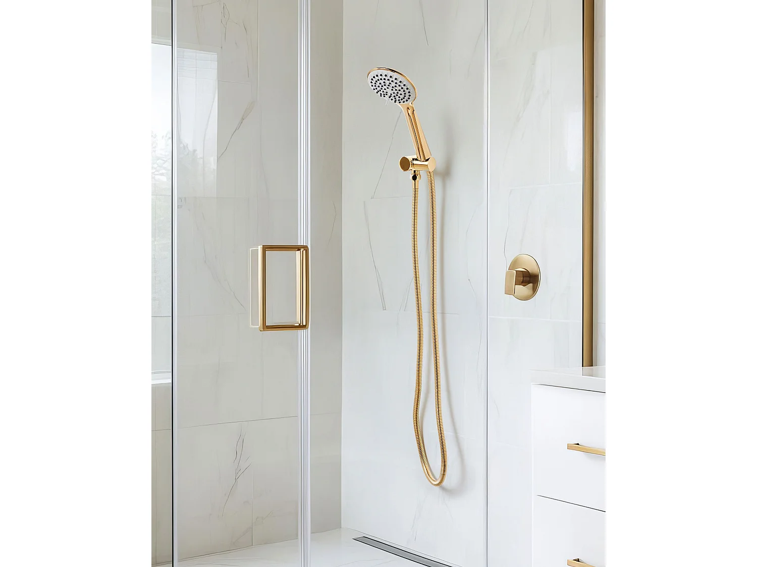 Kit de pommeau de douche avec tuyau flexible TARMA 4 modes Doré