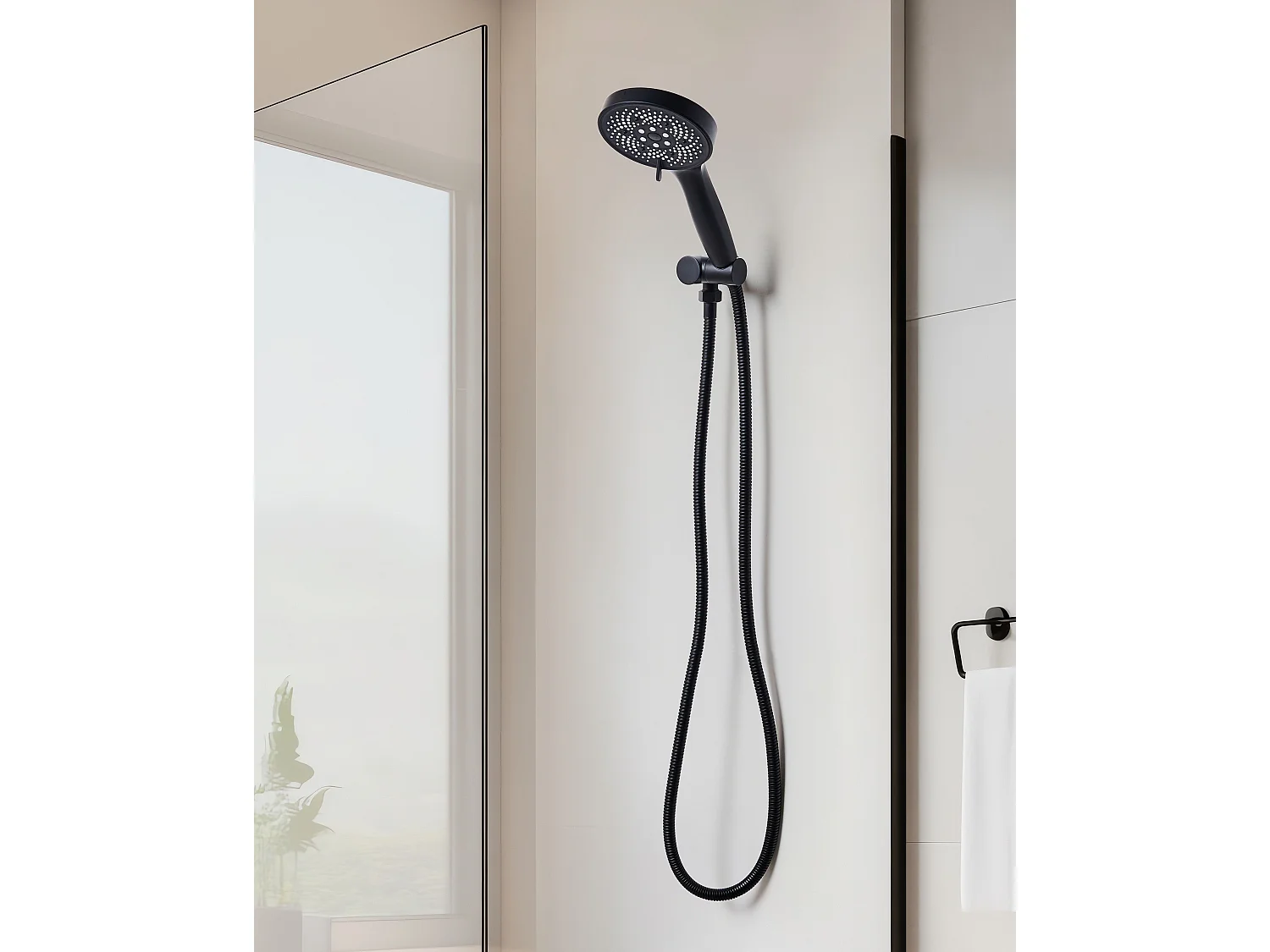 Kit de pommeau de douche avec tuyau flexible ICHMA 5 modes Noir