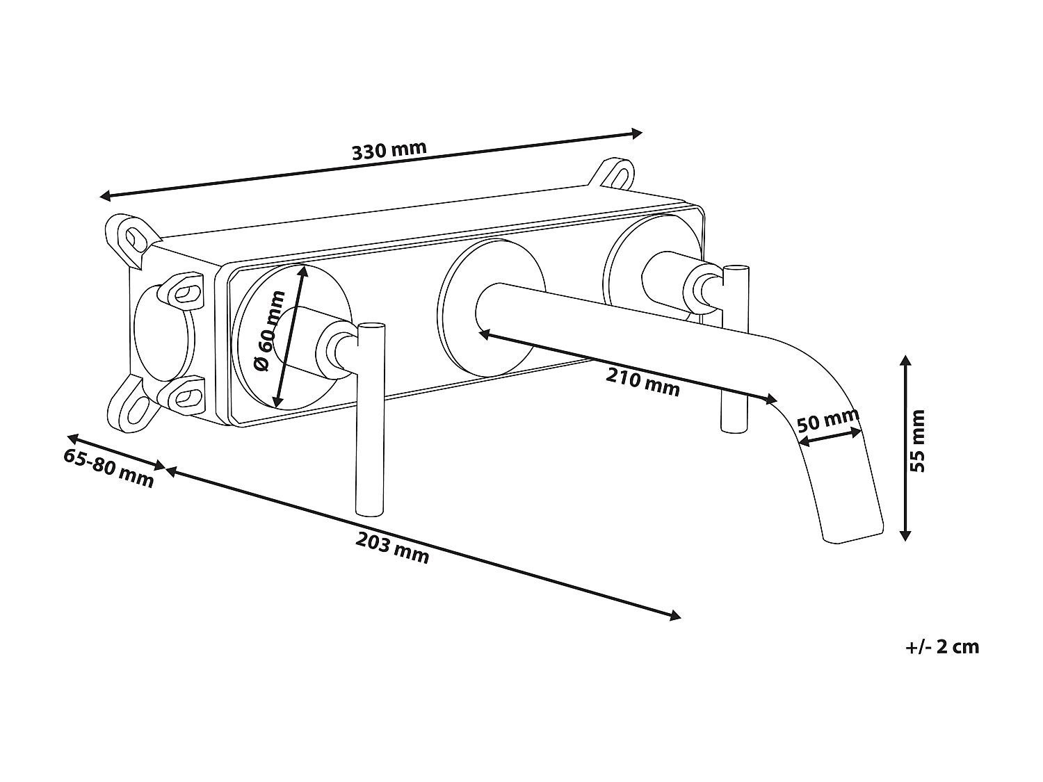 Robinet de lavabo mural ISHINCA Laiton Doré