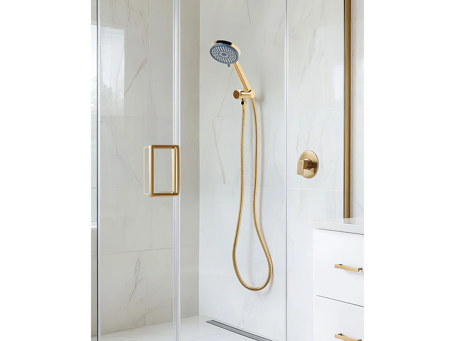 Kit de pommeau de douche avec tuyau flexible SURIPA 3 modes Doré