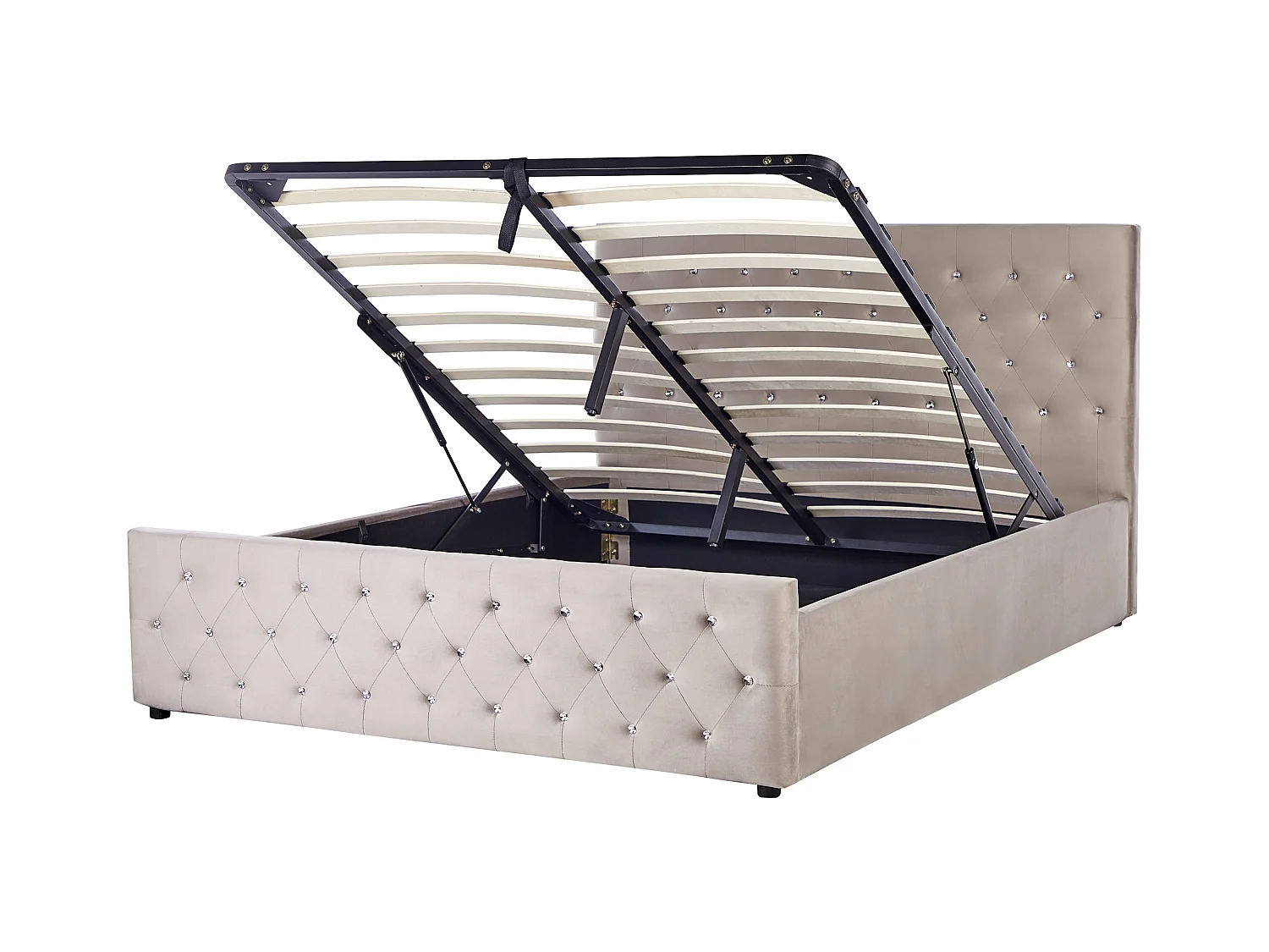 Lit ottoman Velours AMIENS 160 x 200 cm Taupe