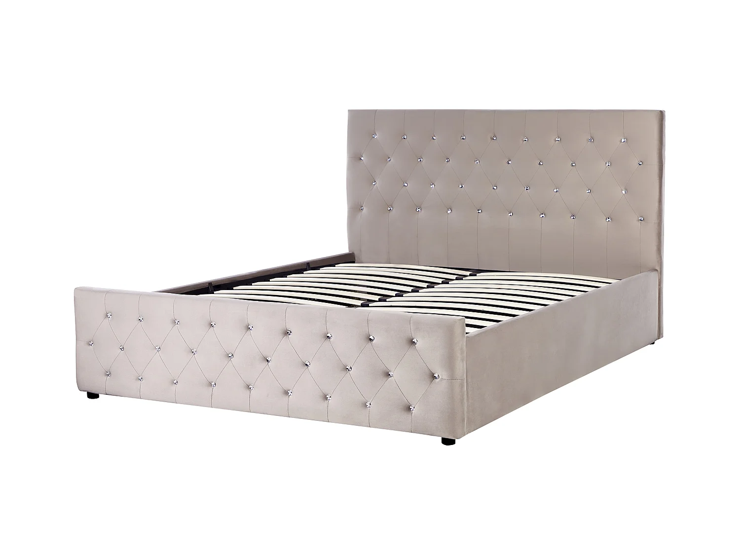 Lit ottoman Velours AMIENS 160 x 200 cm Taupe