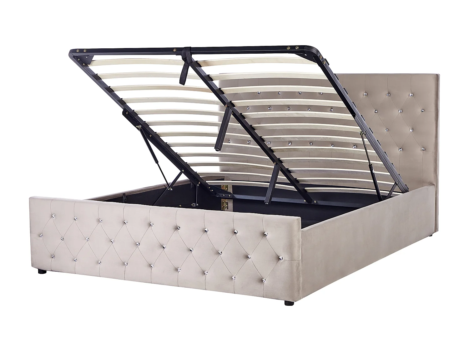 Bett mit Stauraum Samtstoff AMIENS 160 x 200 cm Taupe