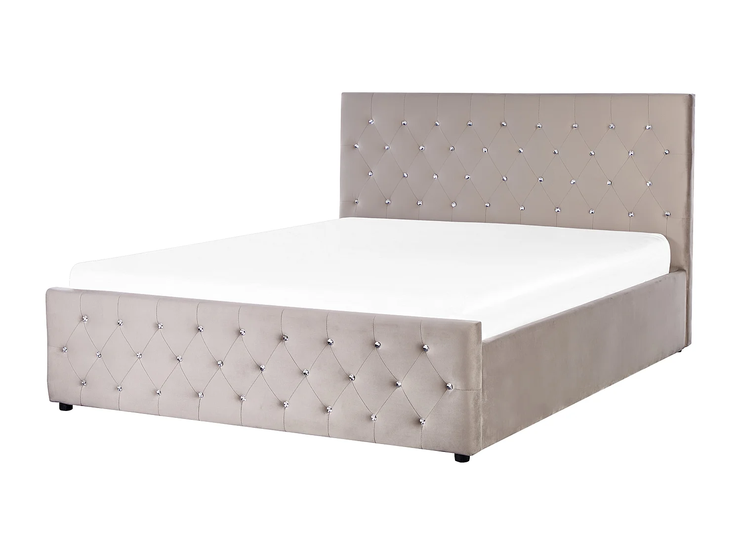 Bett mit Stauraum Samtstoff AMIENS 160 x 200 cm Taupe