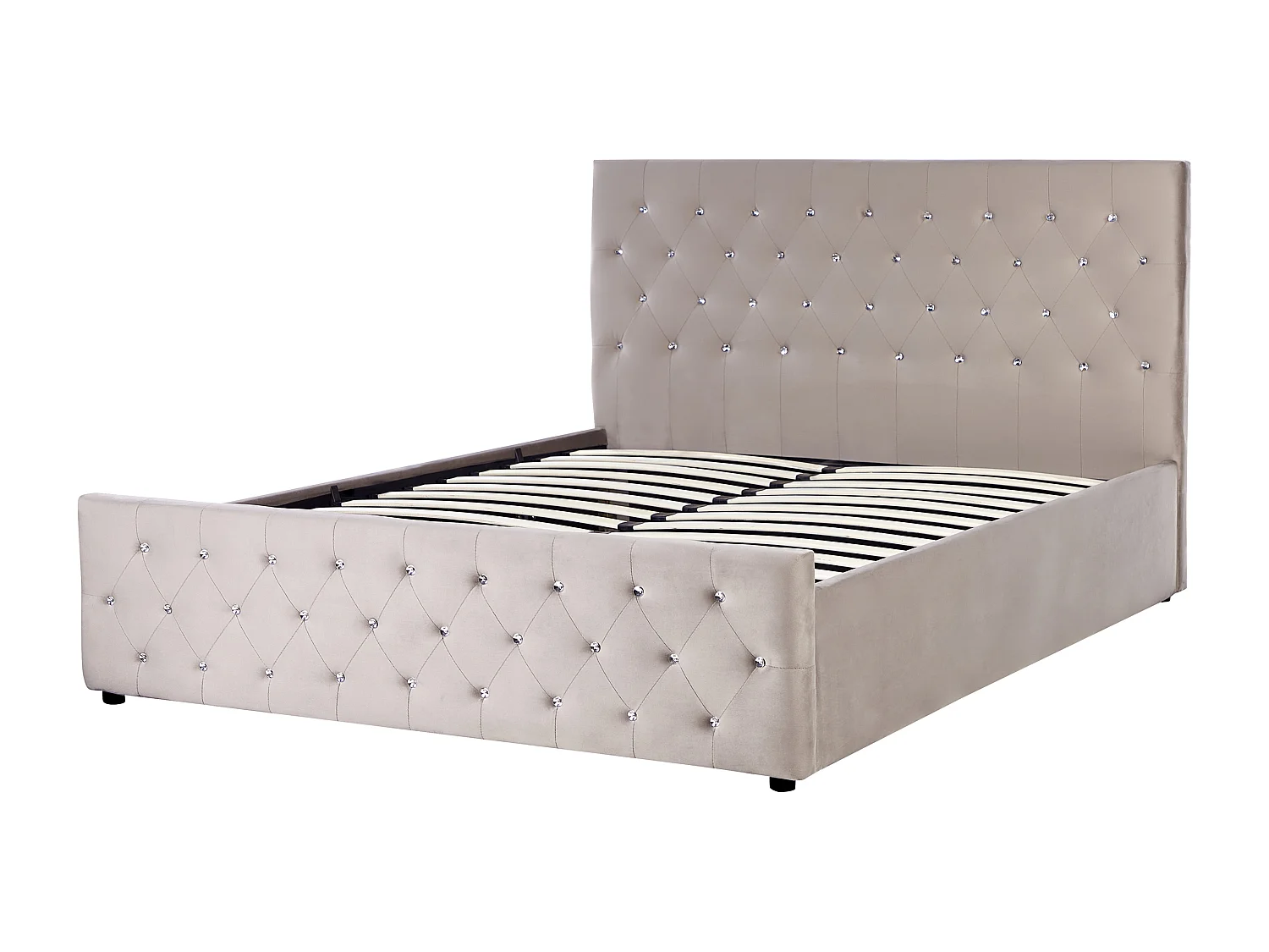 Bett mit Stauraum Samtstoff AMIENS 160 x 200 cm Taupe