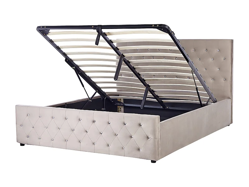 Letto contenitore Velluto AMIENS 160 x 200 cm Tortora