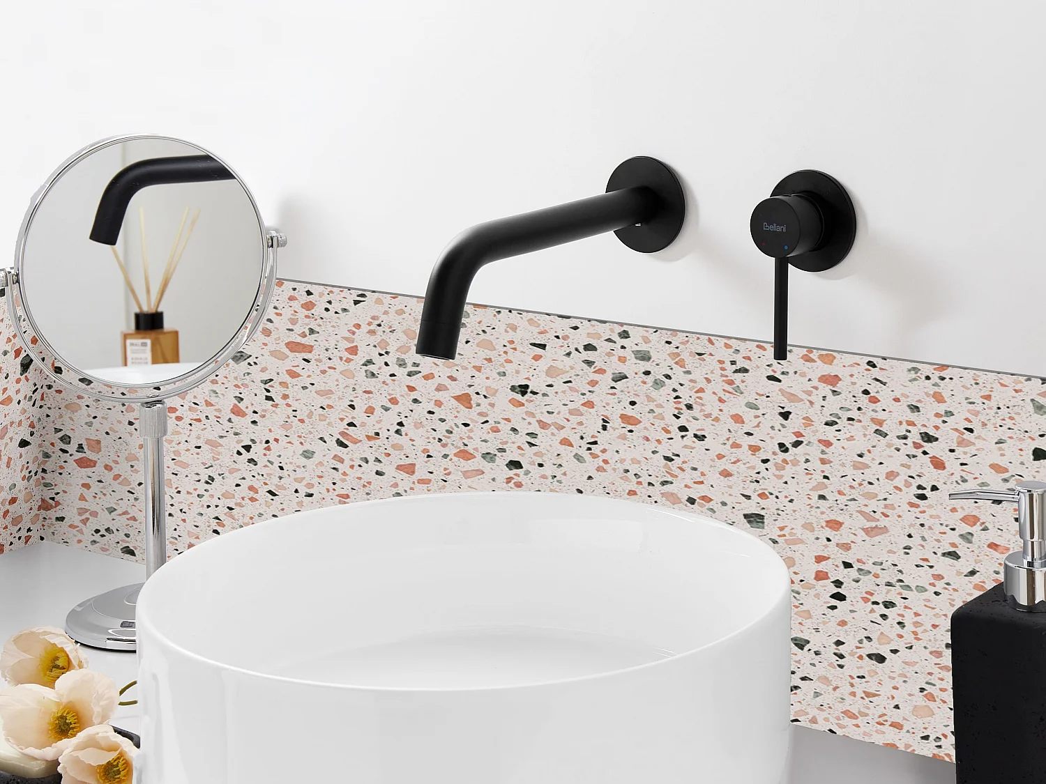 Robinet de lavabo mural TRAFUL Laiton Noir