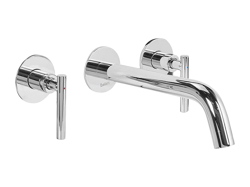 Robinet de lavabo mural ISHINCA Laiton Argenté