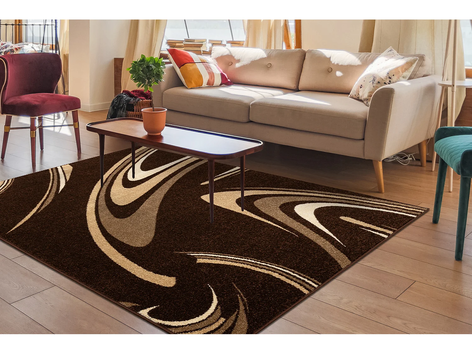 Tapis KARMEL CAFÉ marron 160x220 cm